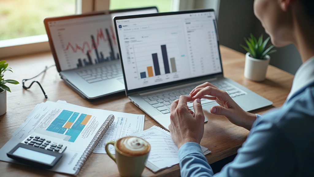 Таблица пассивного дохода на рабочем столе с графиками и документами