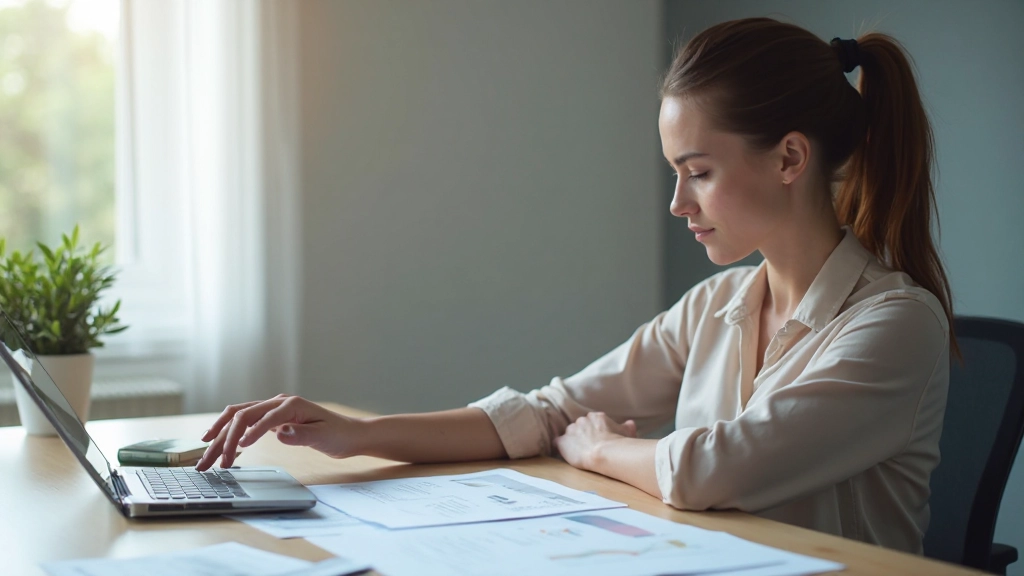 Успешная женщина анализирует финансовые графики и отчёты на ноутбуке